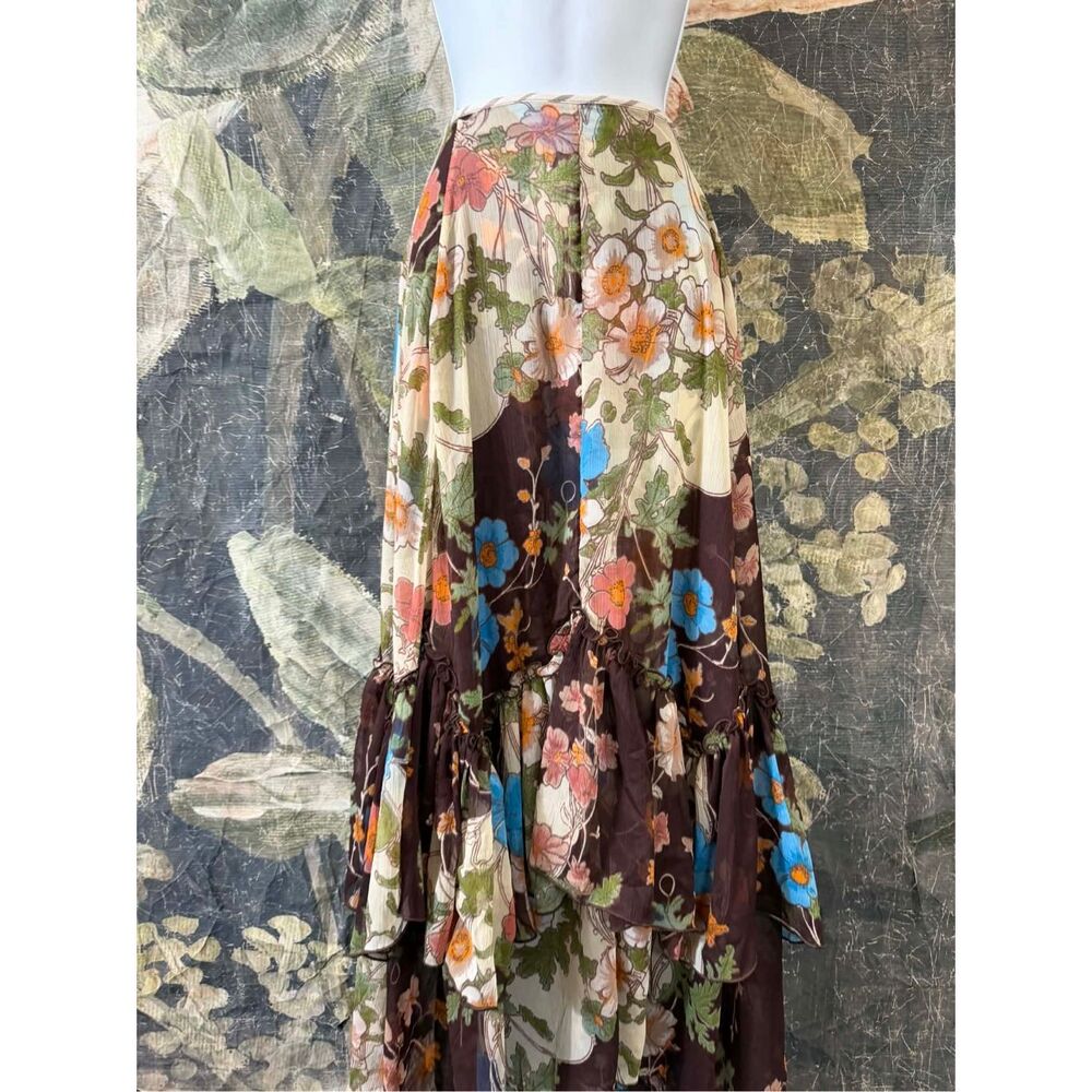 Free People Palermo Villa Chiffon Maxi Skirt Size S - Picture 7 of 9